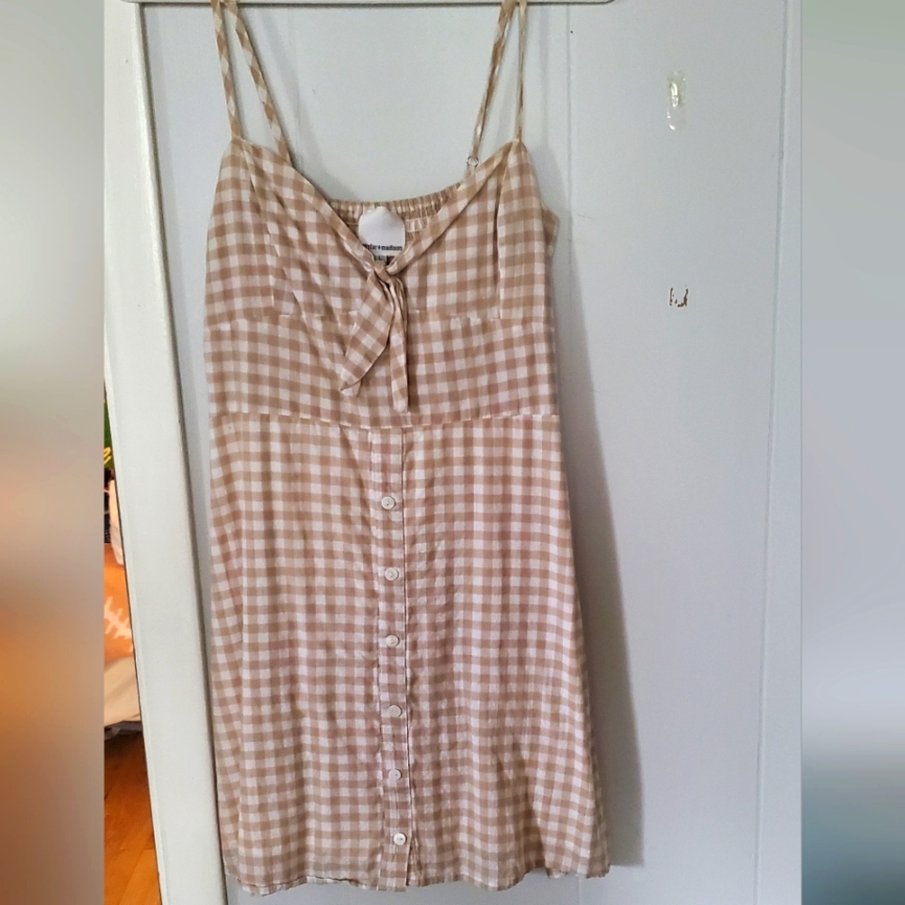Skylar and Madison tan gingham dress
